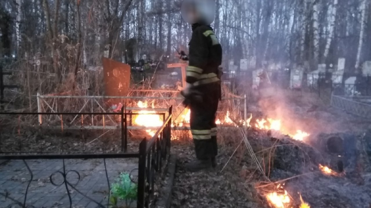 Кресты в огне: в Заволжском районе районе полыхало кладбище