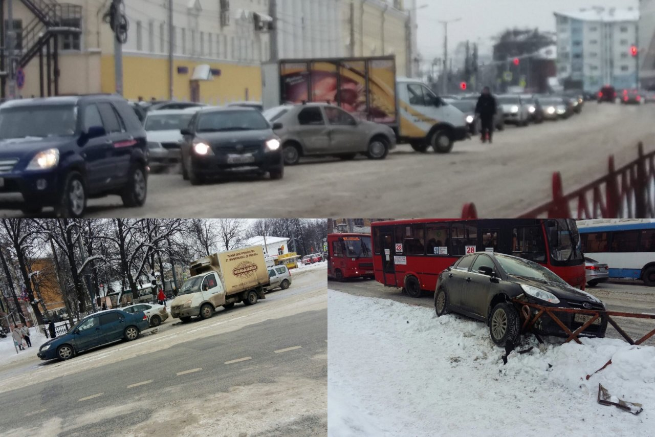 "Хоть коньки надевай": в Ярославле за день случились массовые ДТП